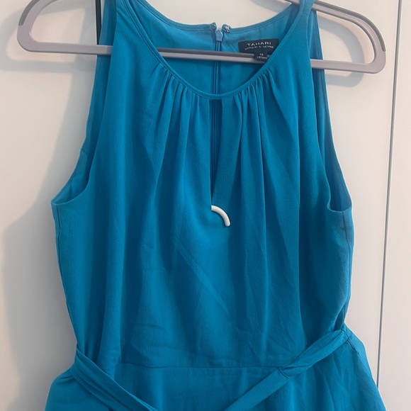 Tahari Asl Womens Blue Tiered Knee Length Belted halter NWOT - Picture 5 of 8